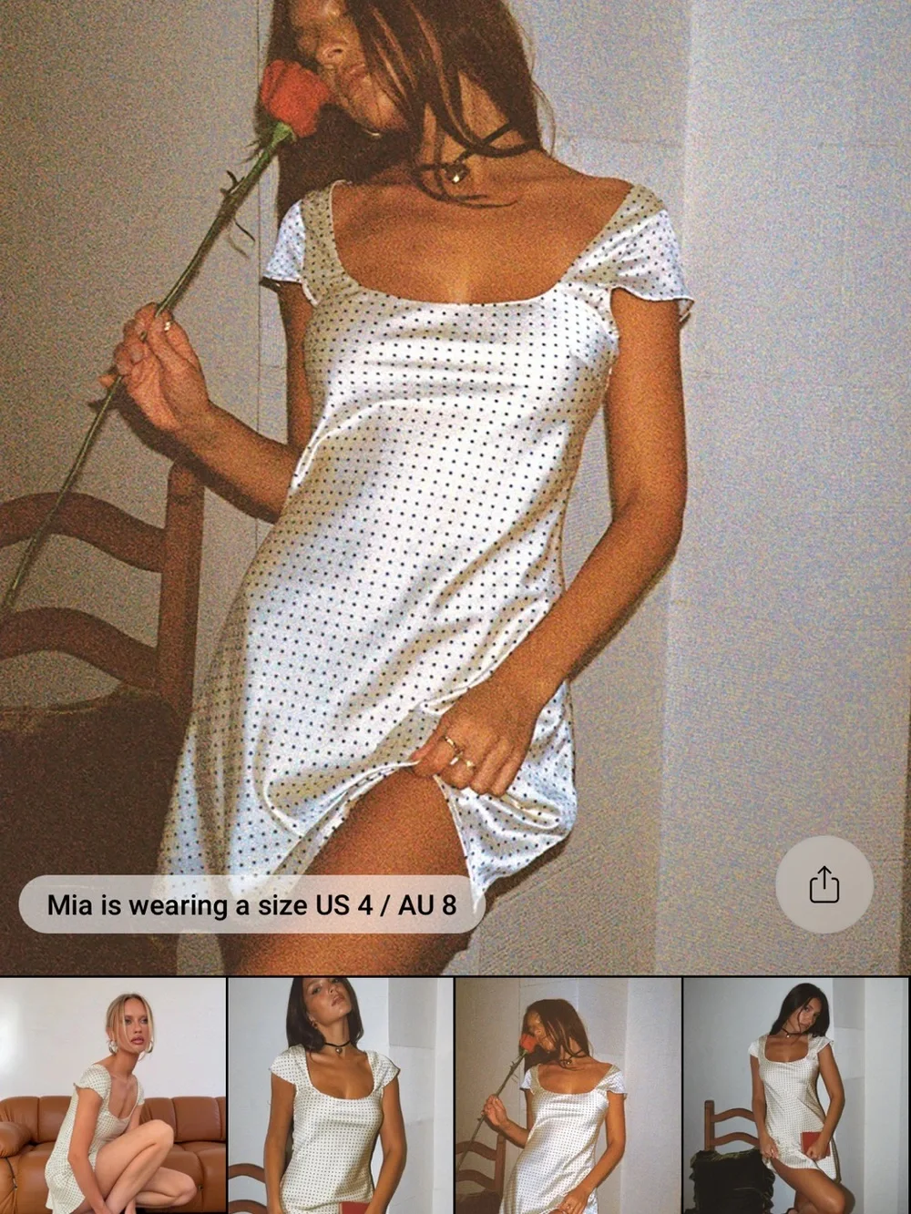 Princess Polly White Satin Polka Dot Slip Dress - Picture 1 of 6